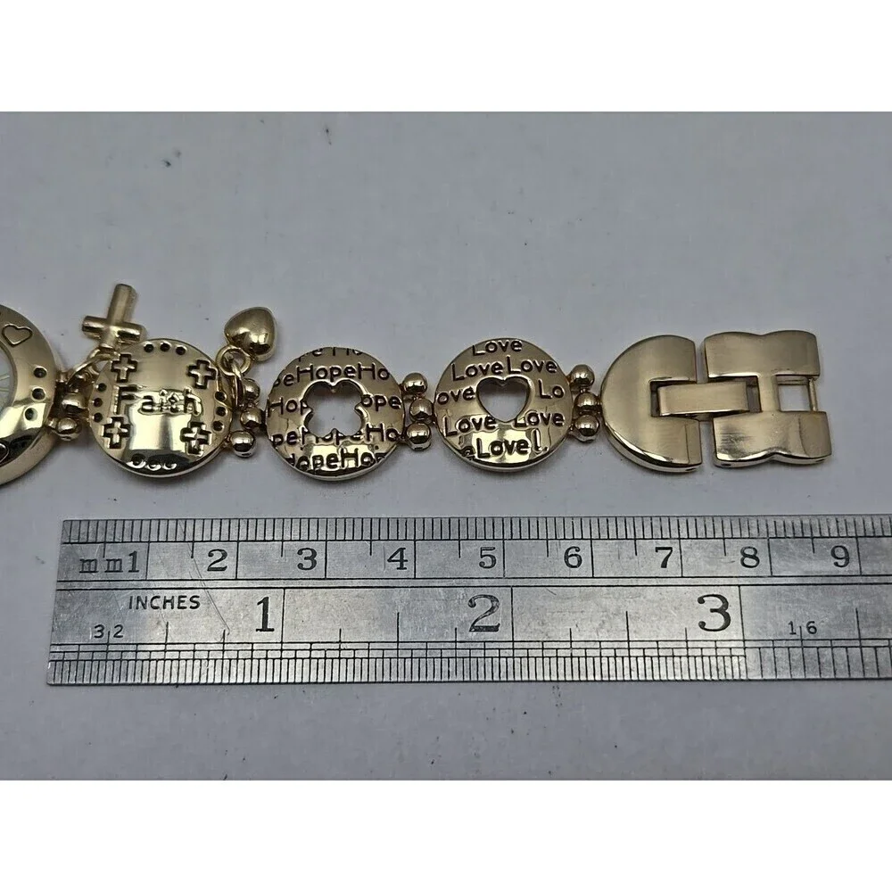 Studio Time Inspirational Watch Women Gold Tone 22mm Christian New Battery